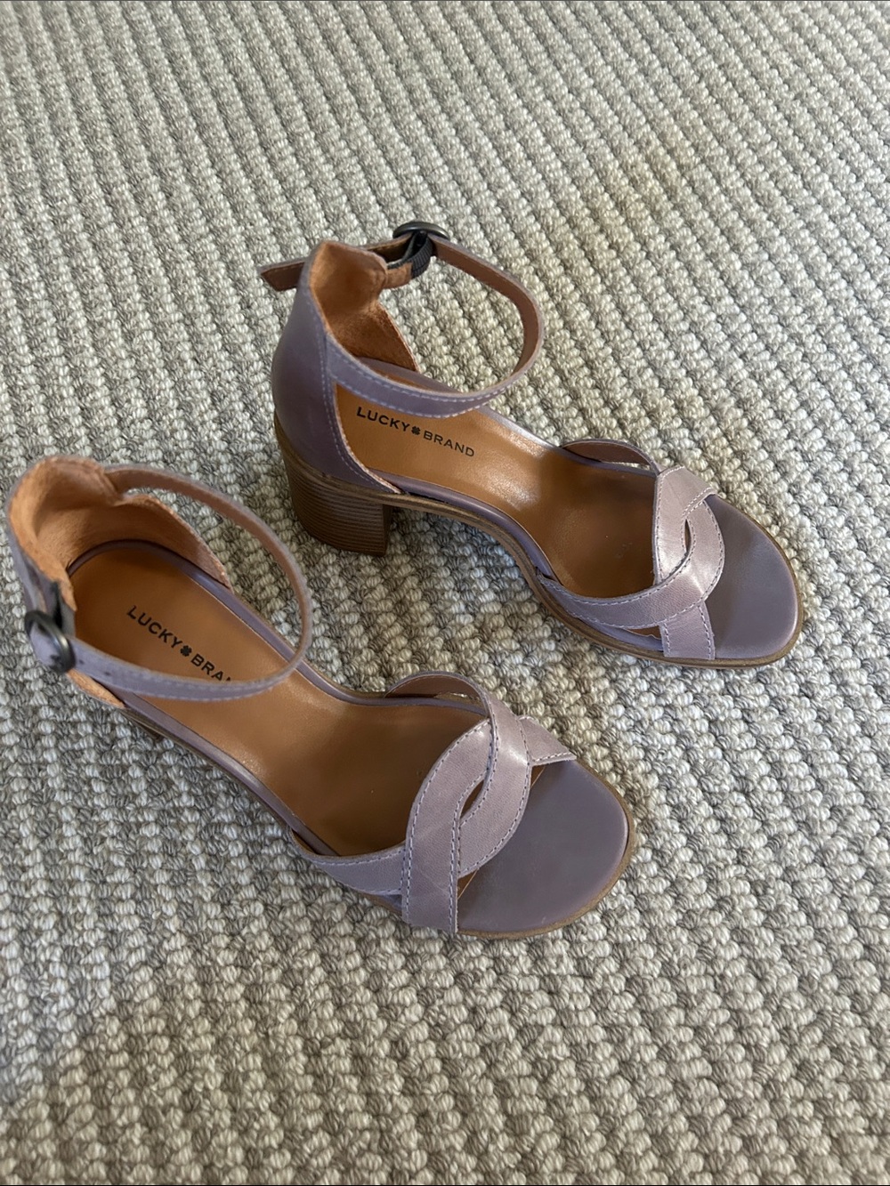 Lucky Brand Lilac Block Heel Ankle-Strap Sandals